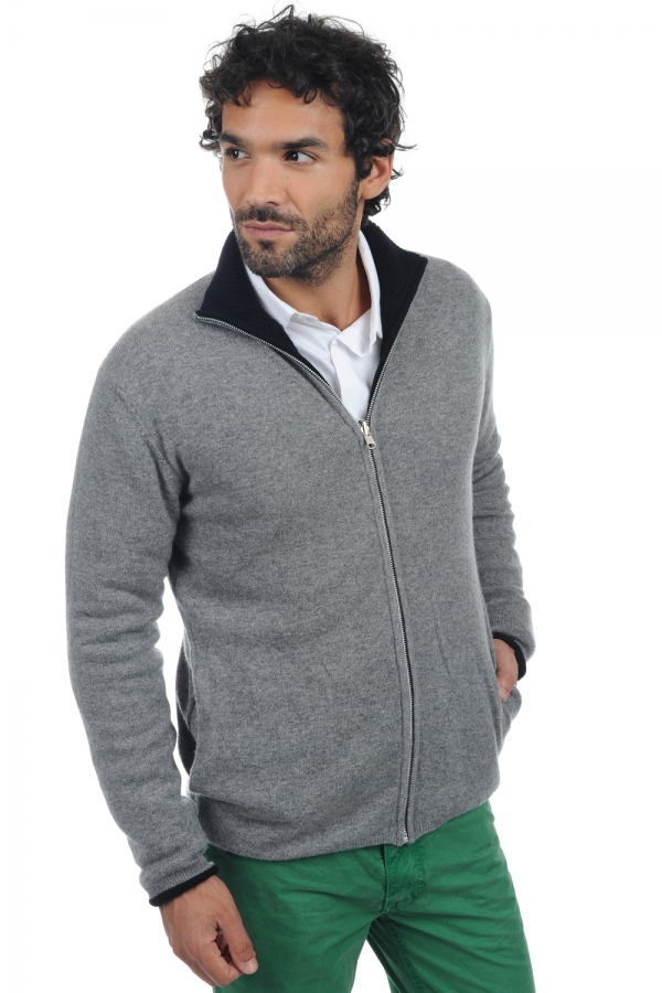 Cashmere & Yak men waistcoat sleeveless sweaters vincent black grey marl 2xl